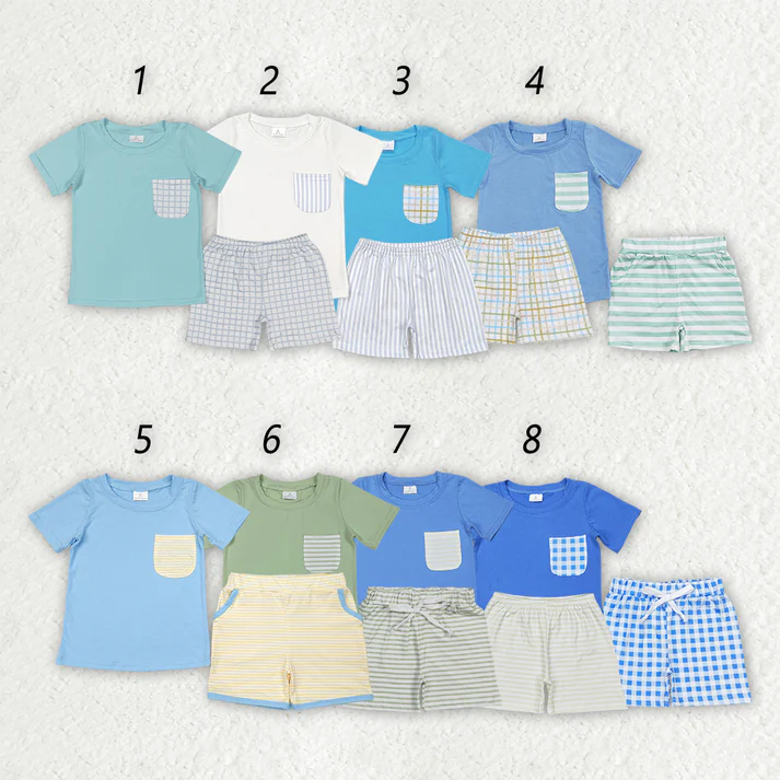 RTS NO MOQ baby boy Clothes short sleeve shorts Sets