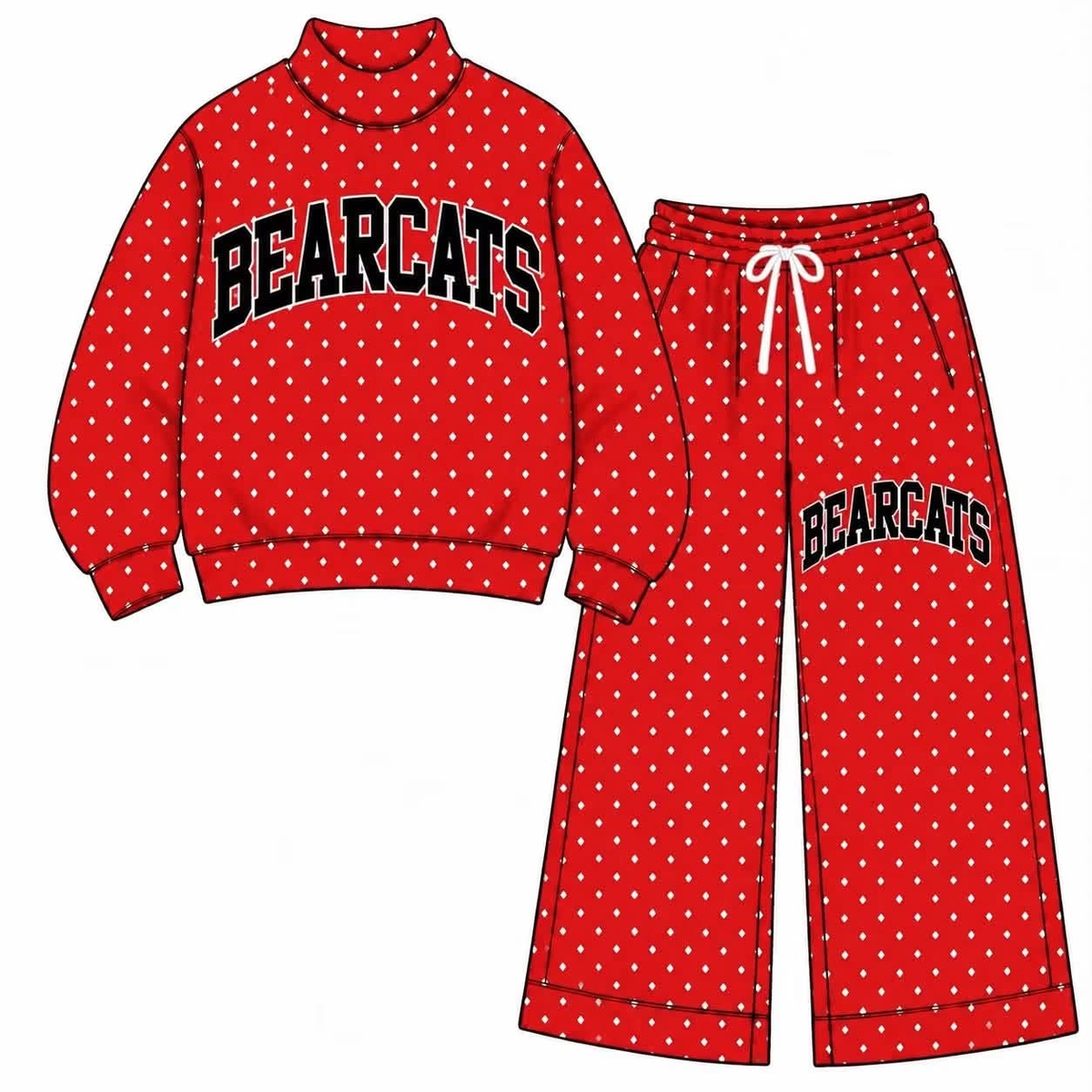 custom moq 5 mix size AAMY0113 High Neck Baby Kids Polka Dot Long Sleeve Top and Flare Pants Casual Team Set
