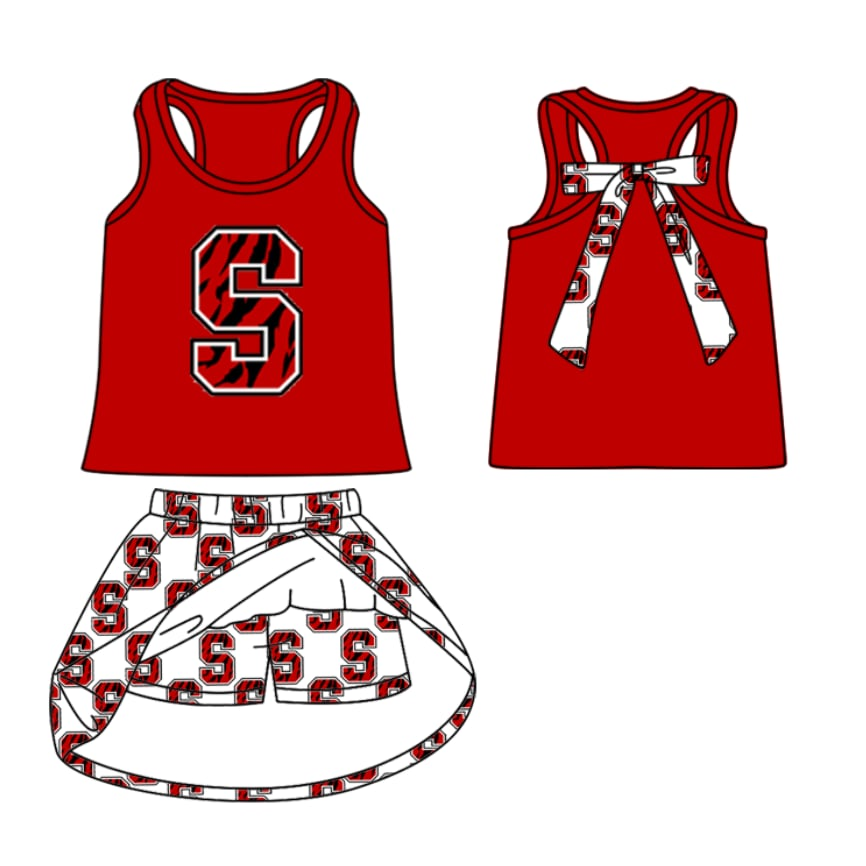 Custom moq 5 mix size  baby kids clothing   S red sport team childrens clothing