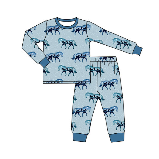 Custom moq 5 each style eta 6-7weeks baby boy clothes horse long sleeve pants sets and romper -25.7.29