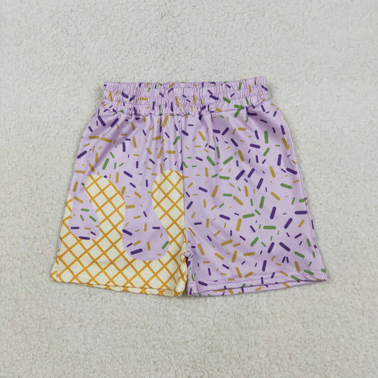 RTS NO MOQ（In Stock) Waffle Ice Cream Light Purple Shorts