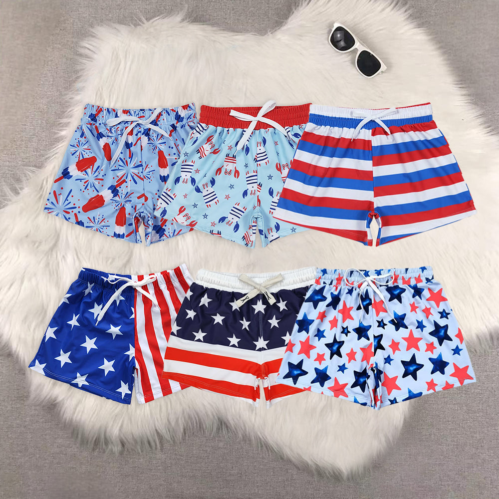 RTS NO MOQ baby boy clothes 4th of july summer swim trunks