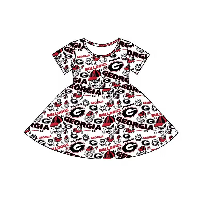 custom moq 5 eta 6-7weeks White short-sleeved dress with black letter "G"