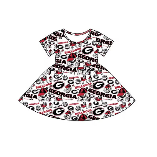custom moq 5 eta 6-7weeks White short-sleeved dress with black letter "G"
