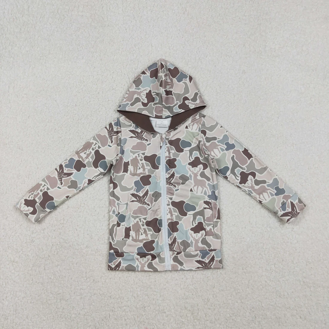 RTS NO MOQ Sibling Baby boys clothes camouflage zipper hooded long sleeve tops