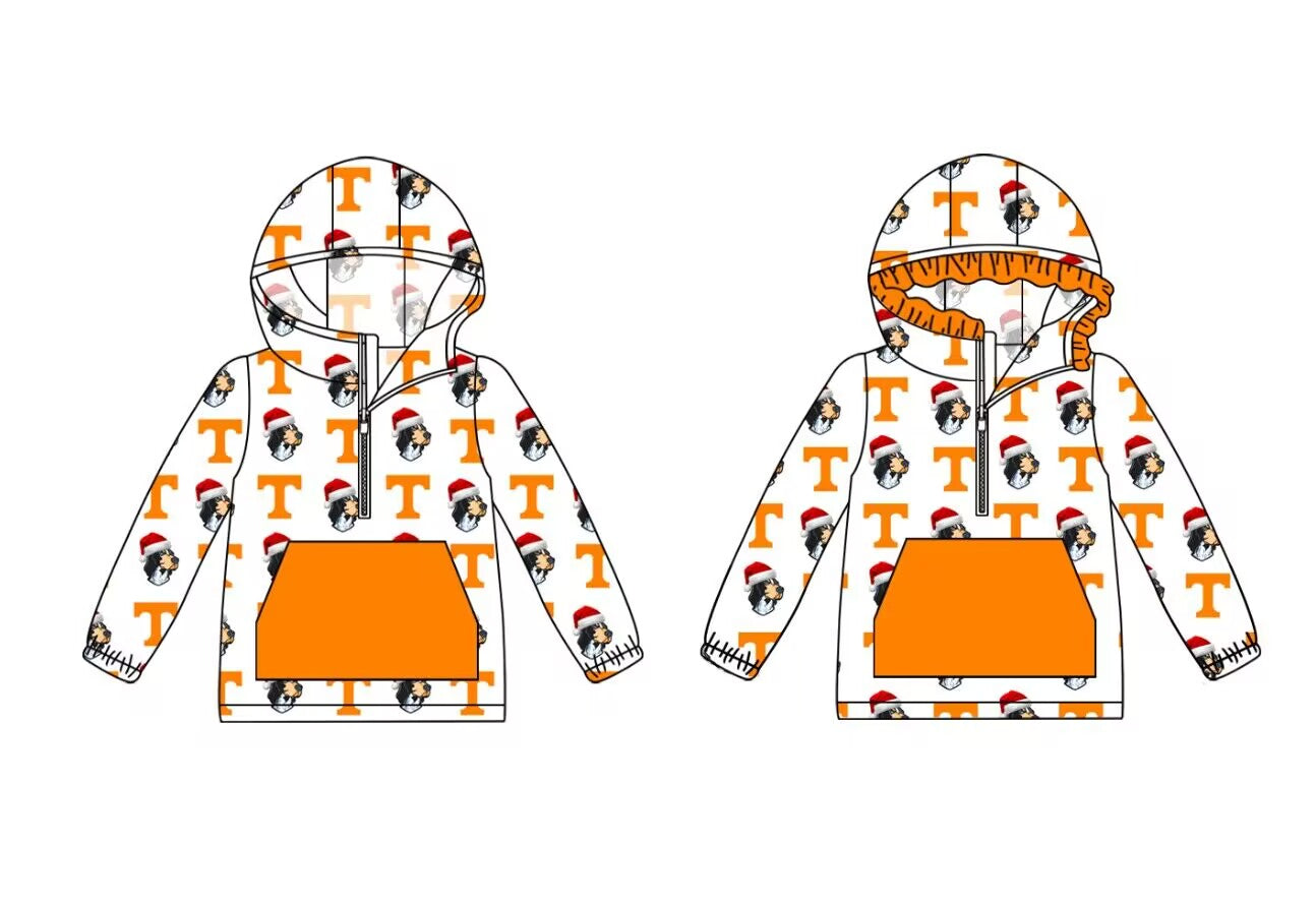 Custom moq 3 mix size eta 6-8weeks Christmas Hat Puppy Orange Letter Zipper Pullover Jacket