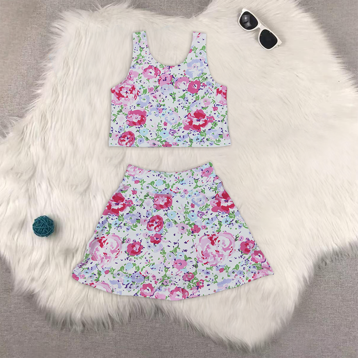 RTS NO MOQ Girls clothes yoga short sleeve Clothes Sets