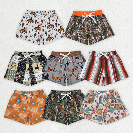 RTS NO MOQ baby boy clothes camouflage horse summer swim trunks