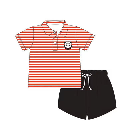 Georgia Summer team boys red striped top black shorts suit