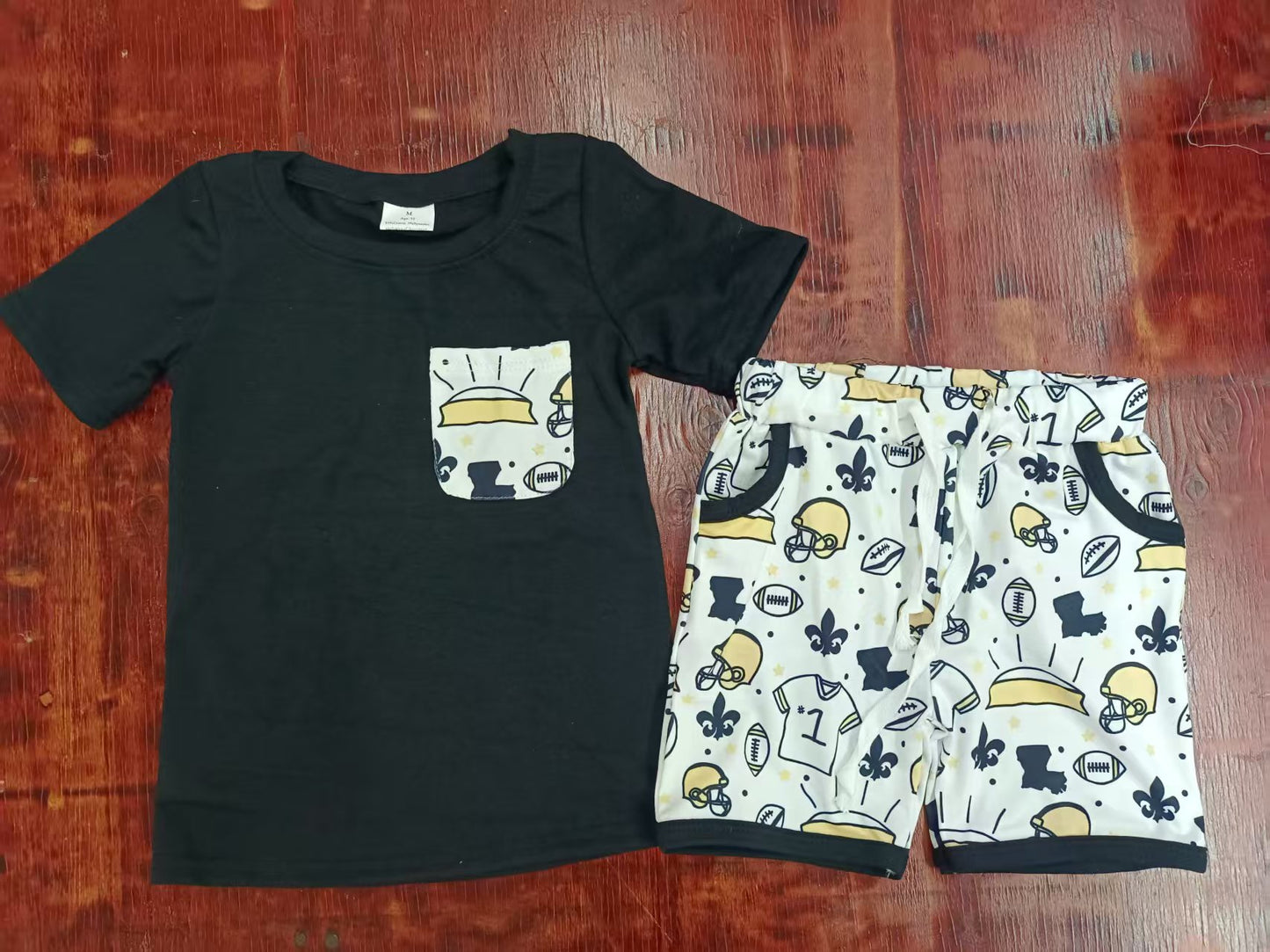 Custom moq 3 eta 6-7weeks baby boys clothes team black short Sleeve shorts sets