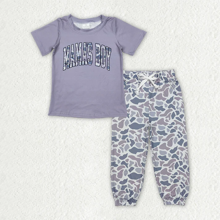 RTS Boys and girls camouflage MAMA BOY Short Sleeve pants sets