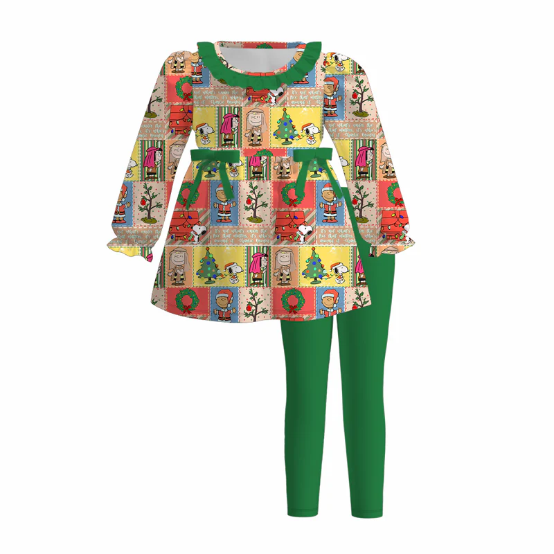 Custom moq 5 each style eta 6-7weeks baby girl clothes Christmas long sleeve pants sets 1 and sets 6-25.7.16