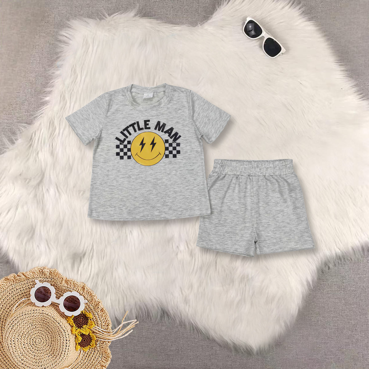 RTS NO MOQ Girls Boys offset printing short sleeve Clothes Sets