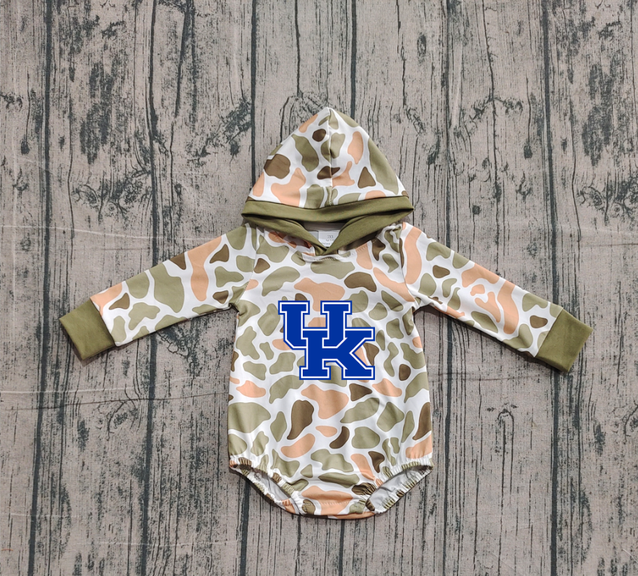 Custom moq 5 mix size milk silk Popular team camouflage cute boys and girls hooded long sleeve romper-25.10.22