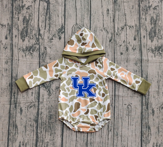 Custom moq 5 mix size milk silk Popular team camouflage cute boys and girls hooded long sleeve romper-25.10.22