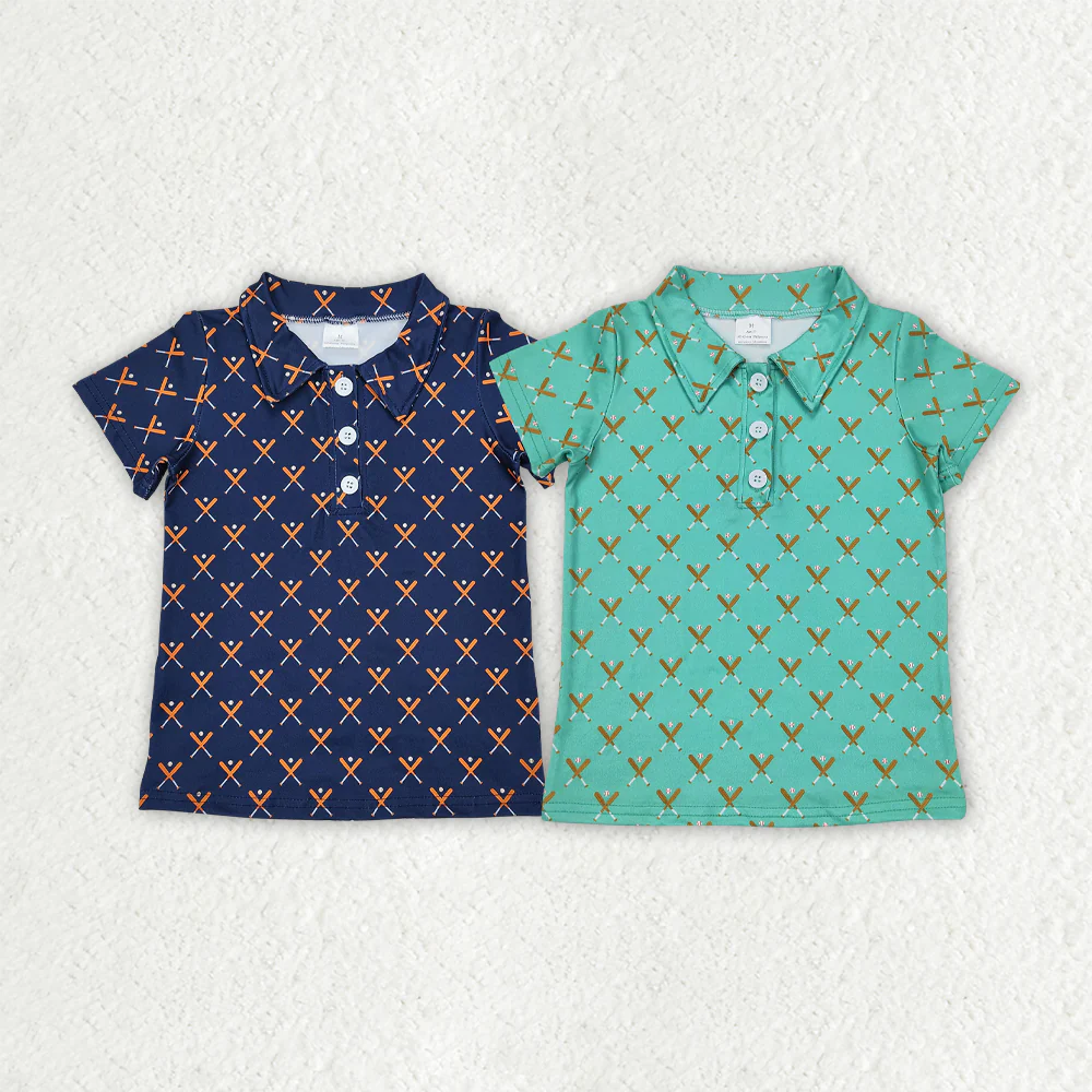 RTS NO MOQ baby boy clothes baseball short-sleeved tops