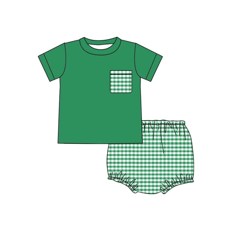 Custom moq 3 eta 7/8week moq 5 eta /4/5week baby girl and boys clothes plaid flying Sleeve briefs Shorts Set rompers