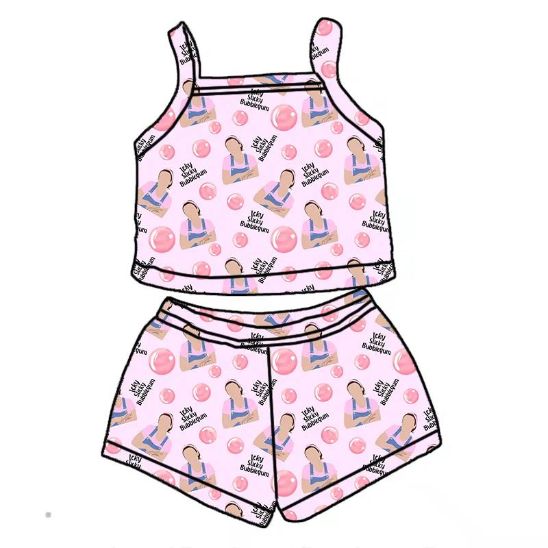 Custom summer baby girls clothes short sleeve shorts set