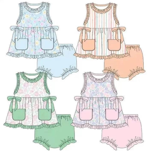 Custom moq 3 eta 6-7weeks baby girls bummines sets