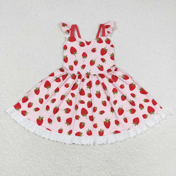 RTS Sibling baby girls clothes Strawberry short Sleeve pants set and dress and rompers