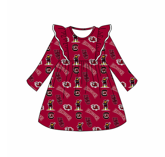 Custom moq 3 eat about 6-8 weeks Maroon Long Sleeve Skirt Team Sports Girls