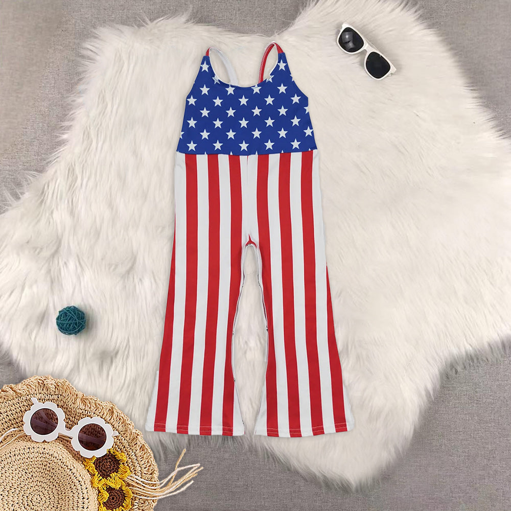 RTS Baby girls clothes 4th of july suspender jumpsuit