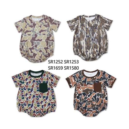RTS NO MOQ Baby boy clothes camouflage Shorts Sleeve Romper Mixed Sizes