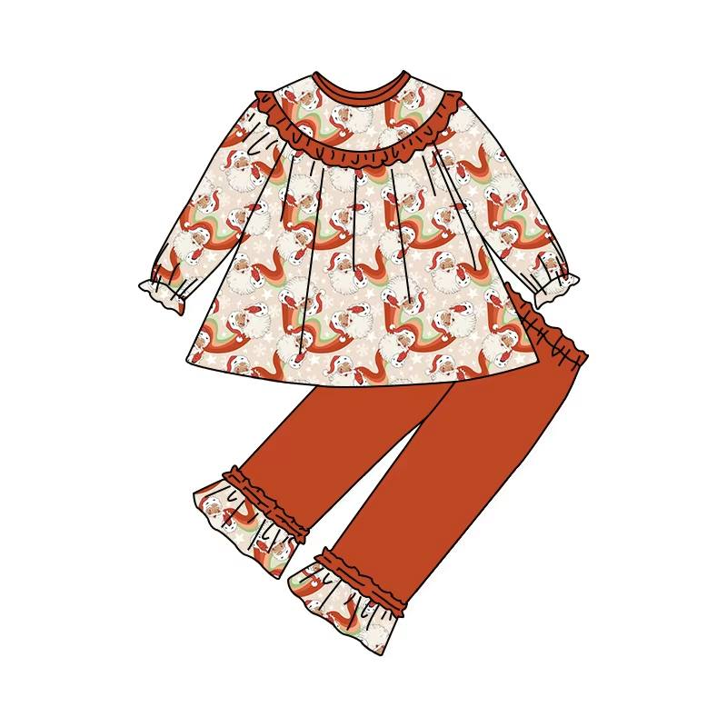 Custom moq 5 each style eta 6-7weeks baby girl clothes Christmas long sleeve pants sets-25.8.4