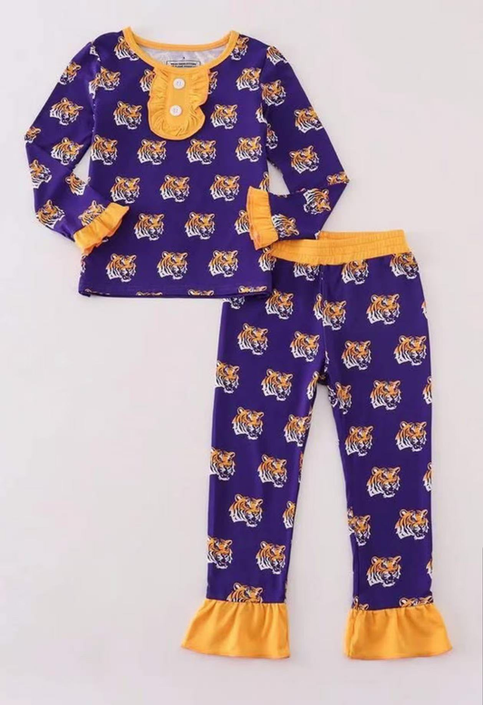 Custom summer teams baby girls clothes team purple long sleeve pants sets 2 and rompers 2-25.7.25