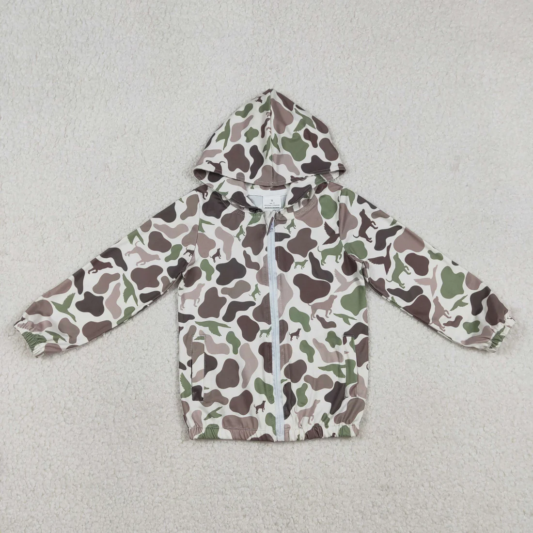 RTS NO MOQ Sibling Baby boys clothes camouflage zipper hooded long sleeve tops