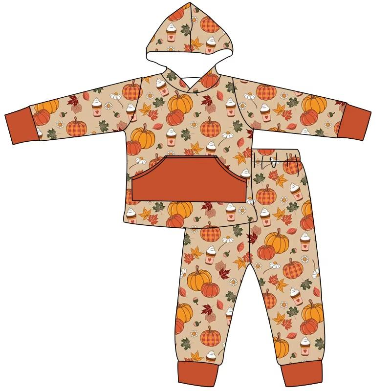 Custom moq 5 each style eta 6-7weeks baby girl clothes hooded long sleeve pants sets 1 and sets 2-25.7.26
