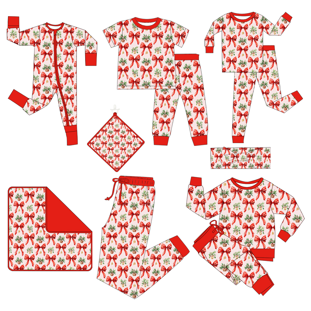 Custom moq 5 each style eta 6-7weeks baby girl clothe bow long sleeve pant sets 1 and set 2 and short sleeve pants set and pant and romper and blanket-25.7.14