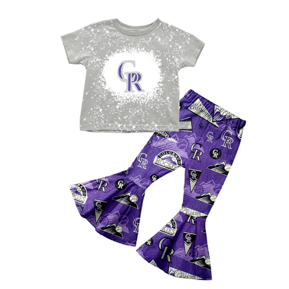 Custom moq 5 mix size milk silk eta 6-8weeks summer team gray purple baby girls clothes team short sleeve pants sets-25.7.15