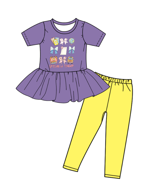Custom moq 5 each style eta 6-7weeks baby girl clothes bow purple short sleeve pants sets-25.8.26
