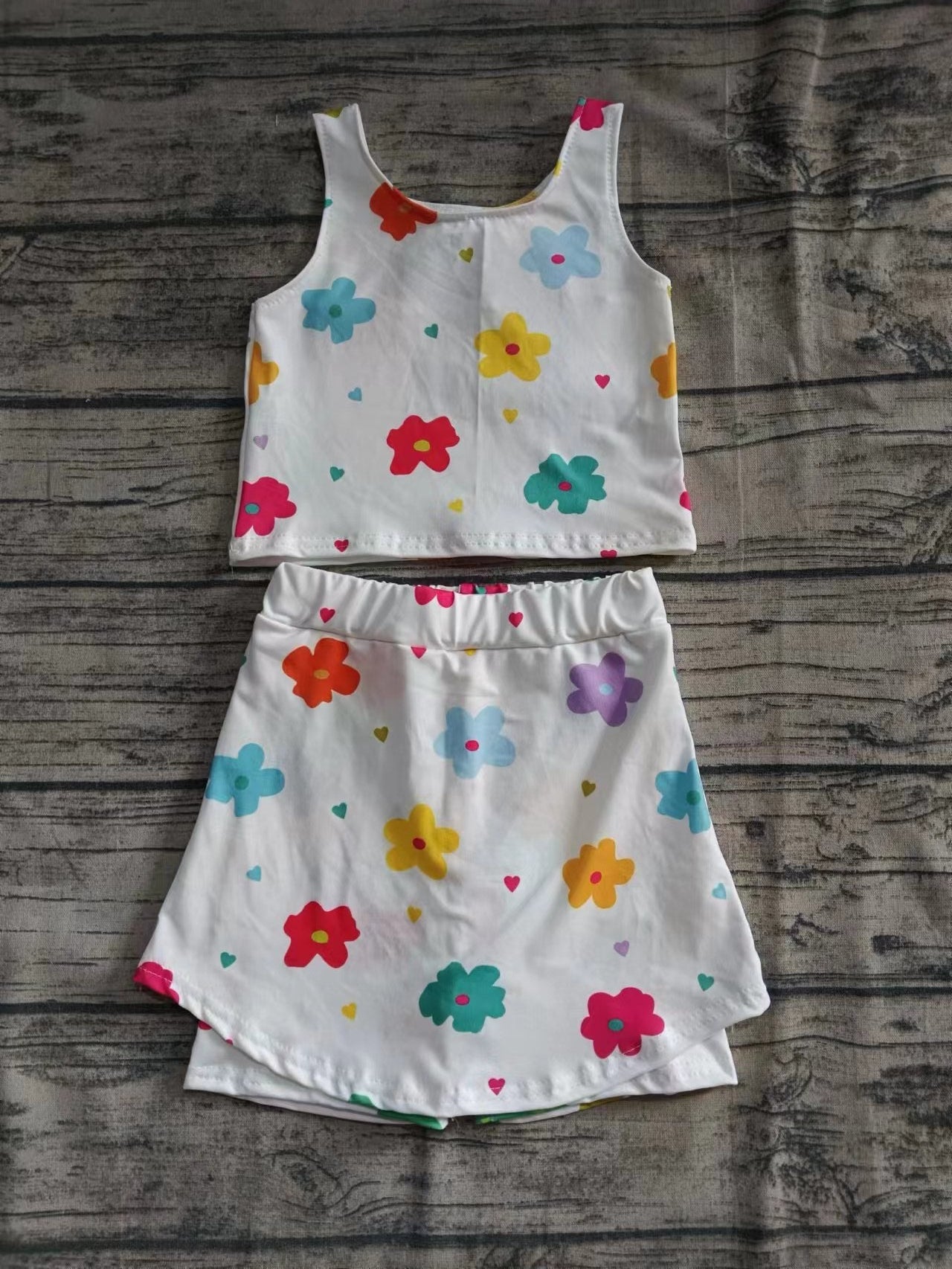 Custom moq 3 eta 6-7weeks baby girls clothes floral sleeveless shorts sets-25.5.26