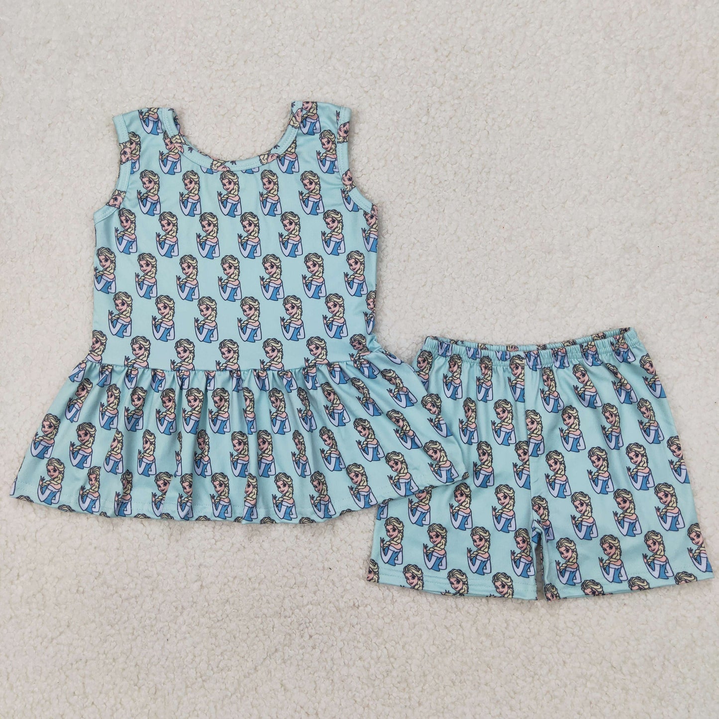 Cute Clothes GSSO2234  blue sleeveless shorts set