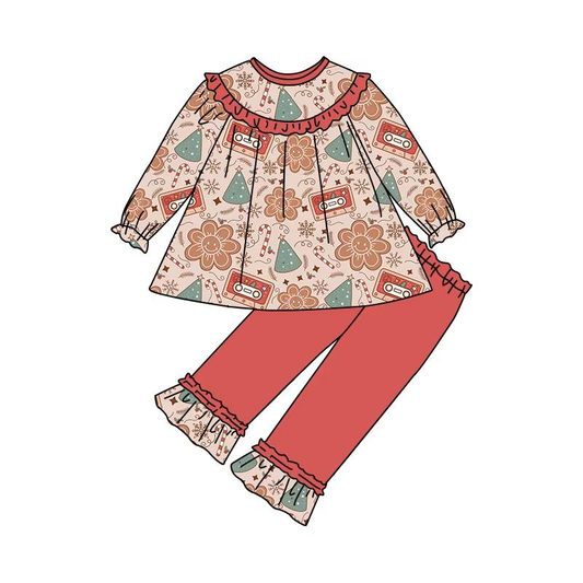 Custom moq 5 each style eta 6-7weeks baby girl clothes Christmas long sleeve pants sets-25.8.4