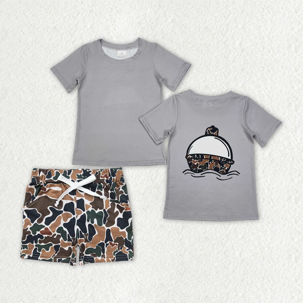 RTS NO MOQ Sibling Baby boy clothes duck camouflage Short Sleeve shorts Suits