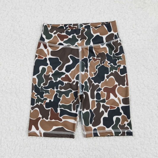 RTS NO MOQ SS0534 Brown green camouflage yoga cycling shorts