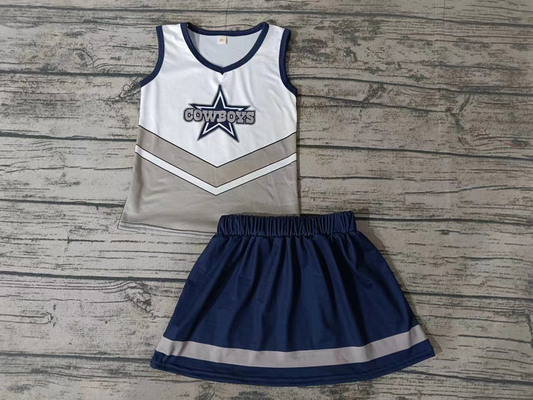 Custom moq 5 each style eta 6-7weeks baby girl clothes team sleeveless skirts sets-25.8.6