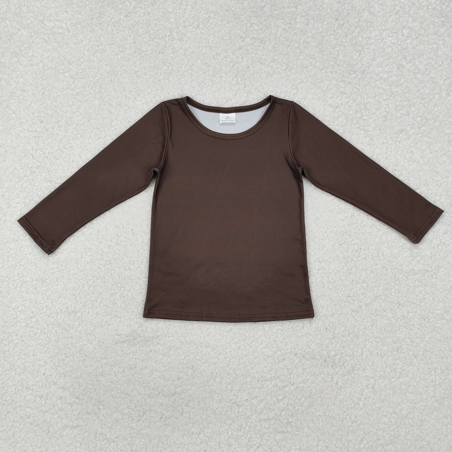 RTS NO MOQ ETA 5/7days arrived GT0798 solid dark brown long-sleeved top
