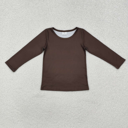RTS NO MOQ ETA 5/7days arrived GT0798 solid dark brown long-sleeved top
