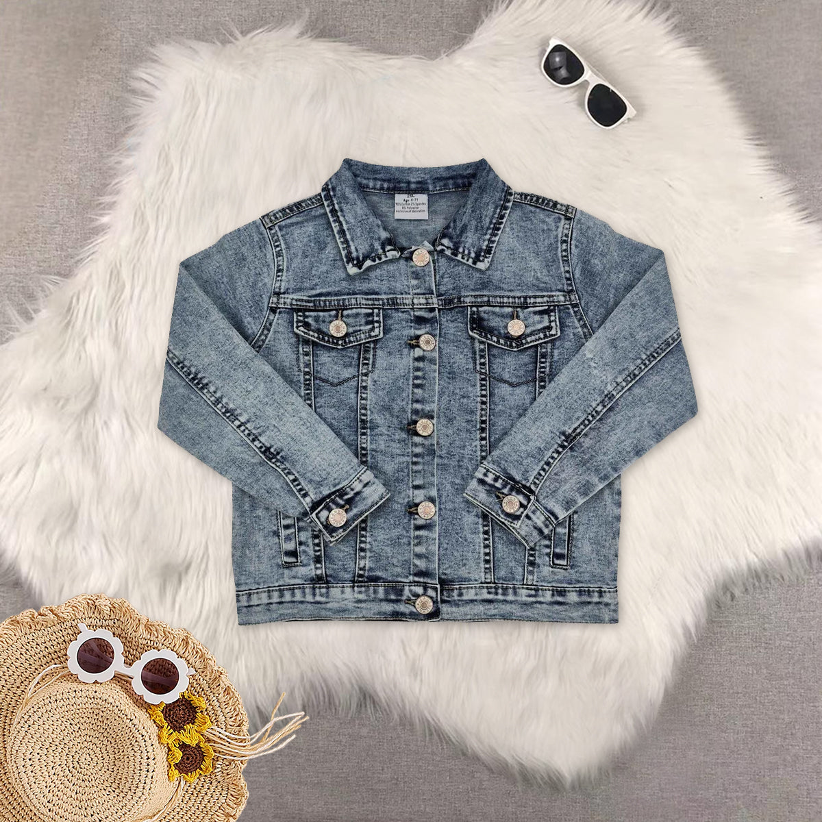 RTS NO MOQ Sibling baby girls clothes Blue and white denim top Denim jackets