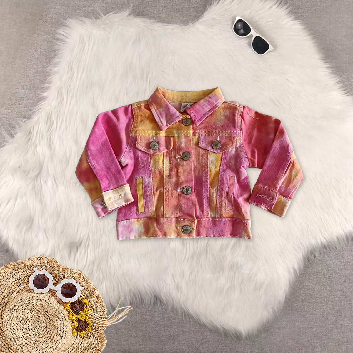 RTS NO MOQ Sibling baby girls clothes Blue and white denim top Denim jackets