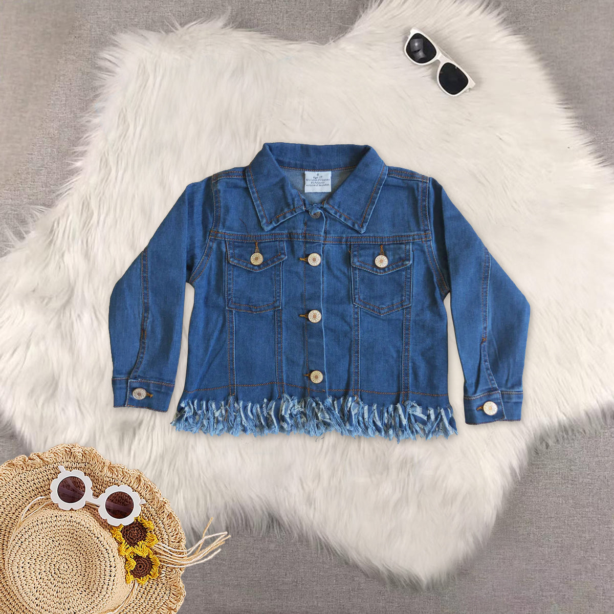 RTS NO MOQ Sibling baby girls clothes Blue and white denim top Denim jackets