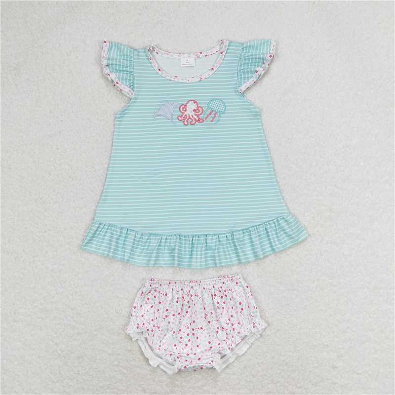 RTS Boys and girls Embroidered Short Sleeve Shorts sets rompers briefs sets dress