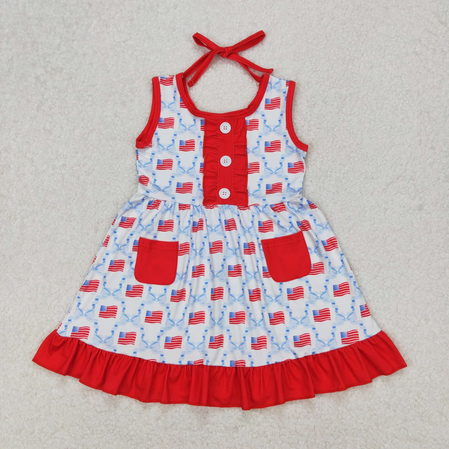 RTS baby girls clothes 4th of july short Sleeve dress romper