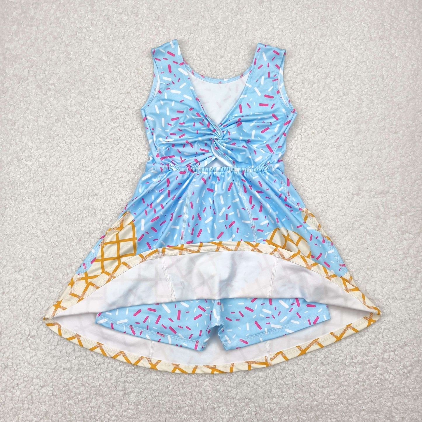 RTS NO MOQ Sibling baby girl clothes yoga team sleeveless skirt sets