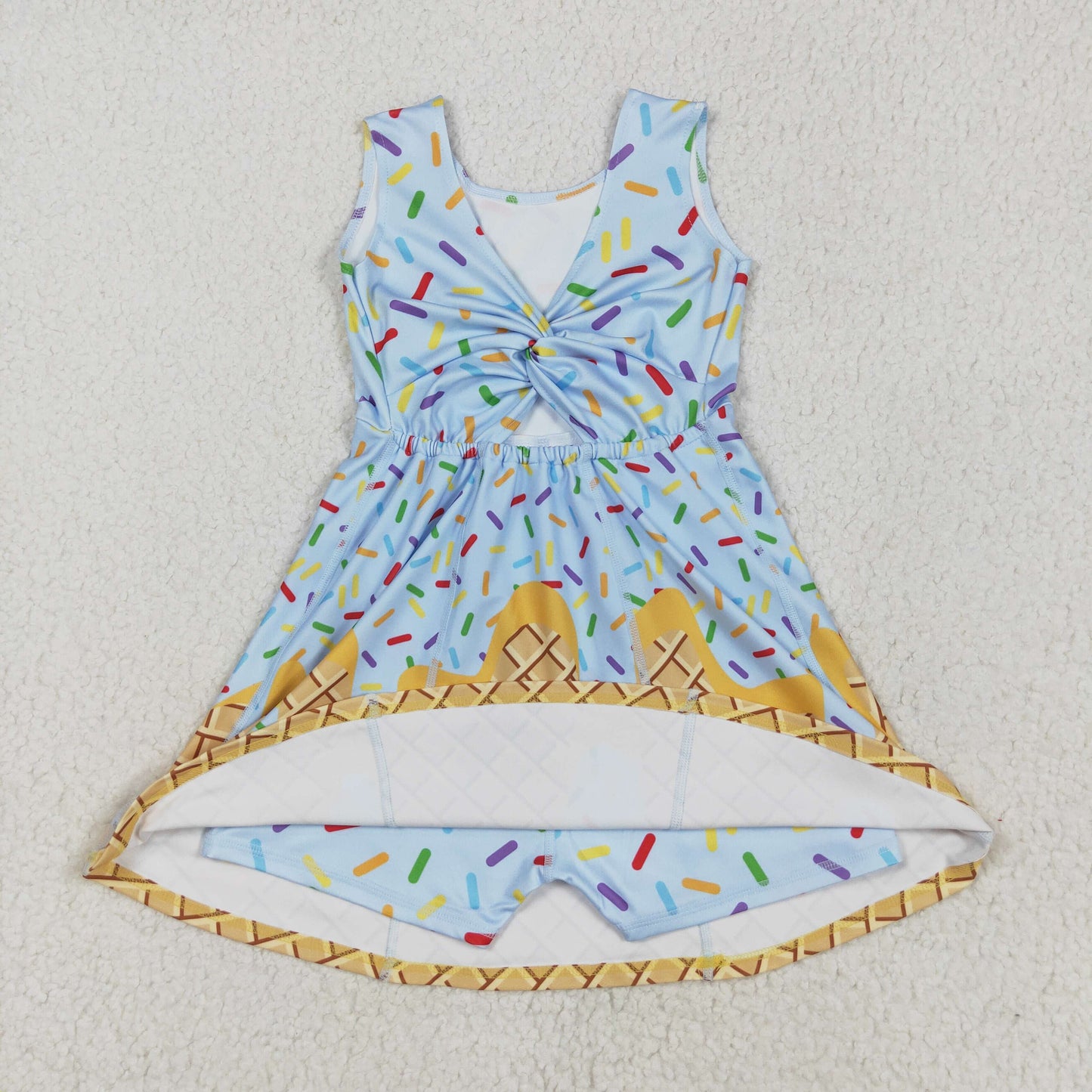 RTS NO MOQ Sibling baby girl clothes yoga team sleeveless skirt sets
