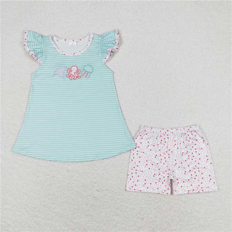 RTS Boys and girls Embroidered Short Sleeve Shorts sets rompers briefs sets dress